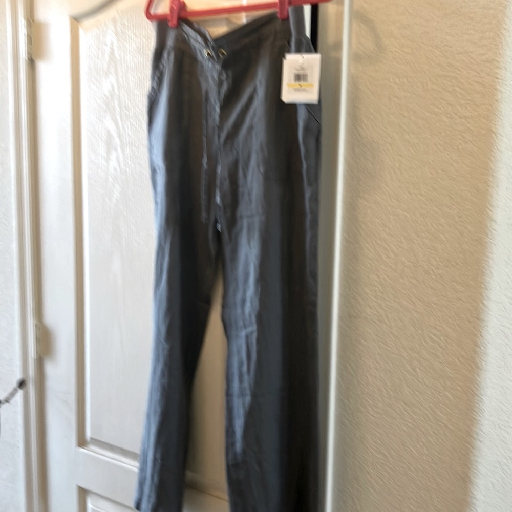 Iron colored drawstring linen pants by Ellen Tracy. Brand new, never worn.